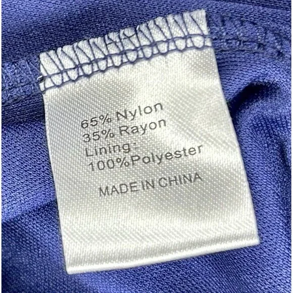 Merokeety Maxi Dress Lace Overlay Indigo Blue Boho Crochet Fringe Knit V Neck L - Picture 15 of 16